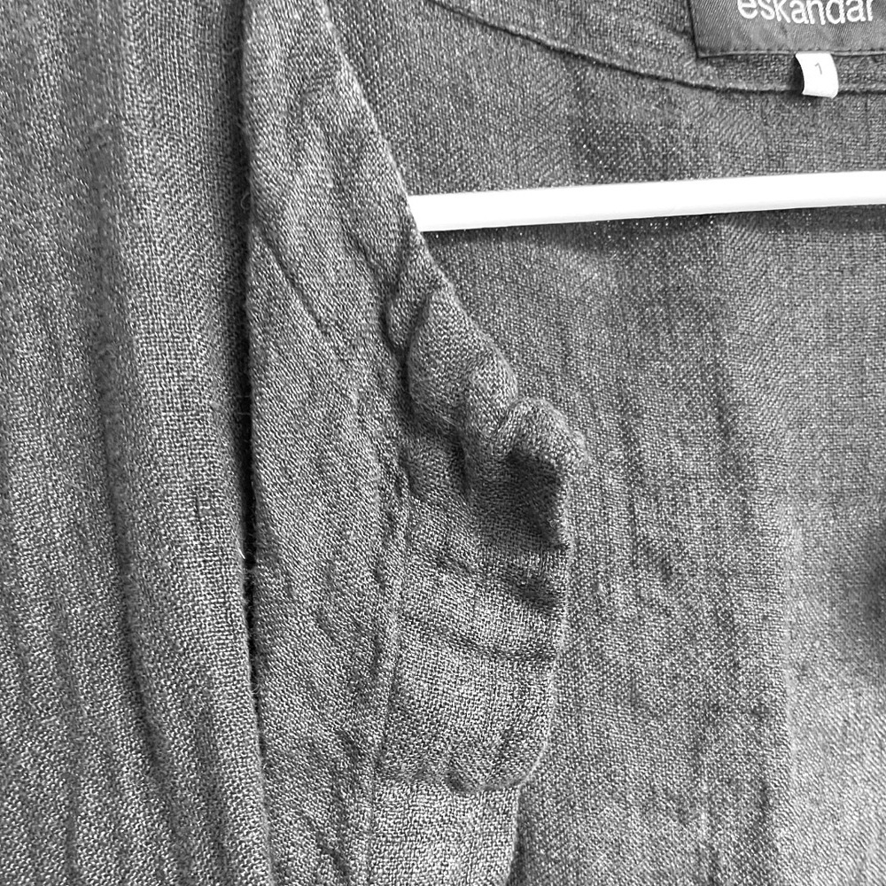 Eskandar 100% Linen Open Front Longline  Cardigan Coat Charcoal‎ Gray Lagenlook - Picture 2 of 7